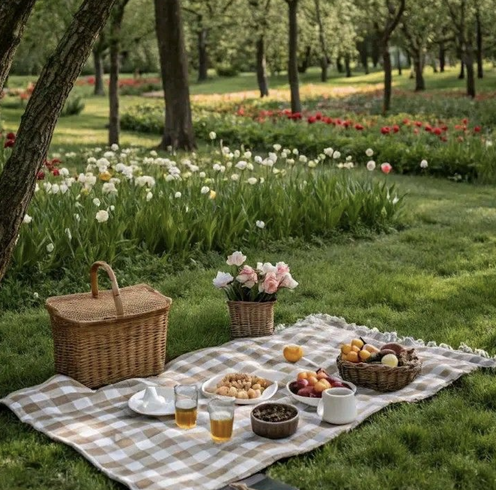 Picnic en un jardín